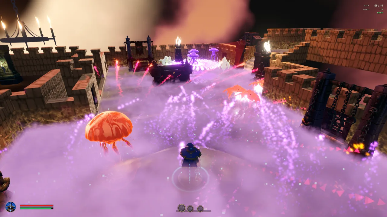 Gameplay screenshot from The Captive Spire showing a run through the living tower.