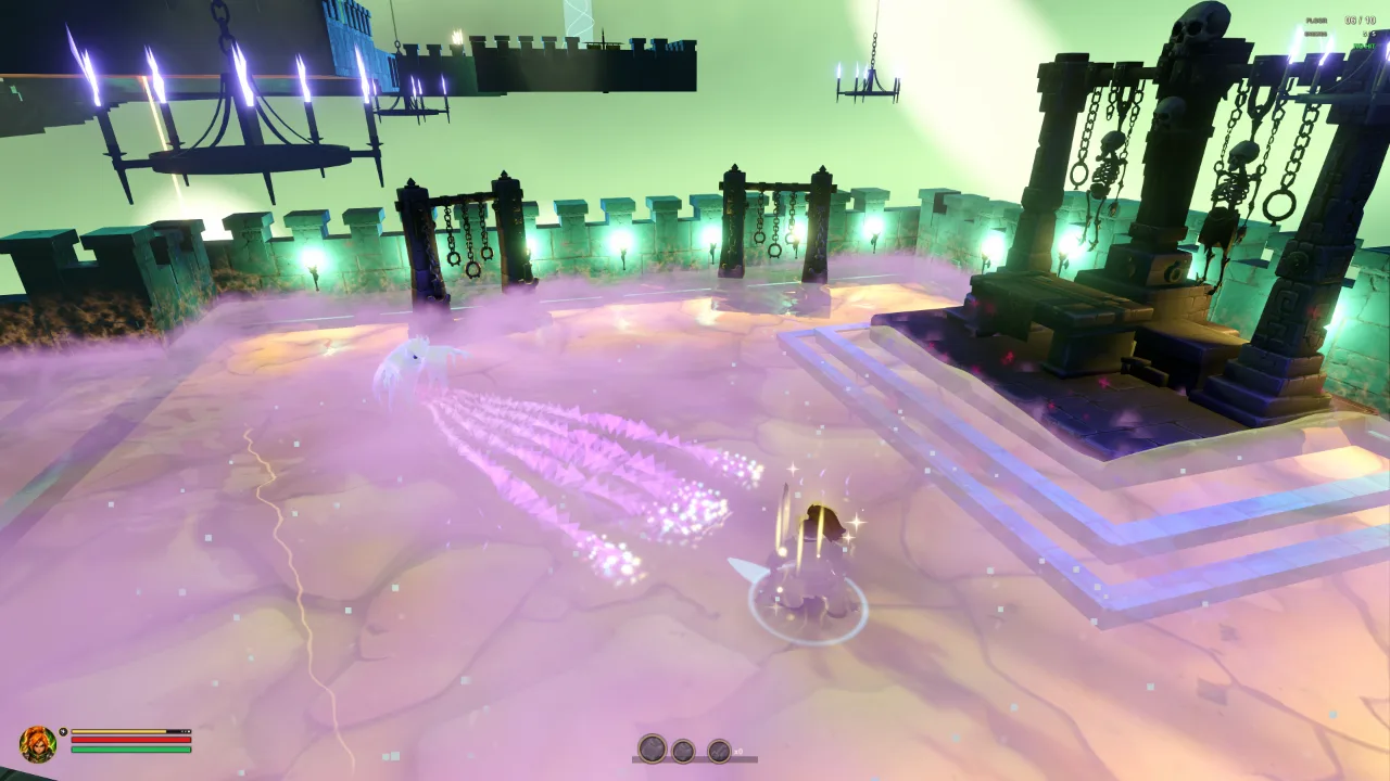 Gameplay screenshot from The Captive Spire showing a run through the living tower.