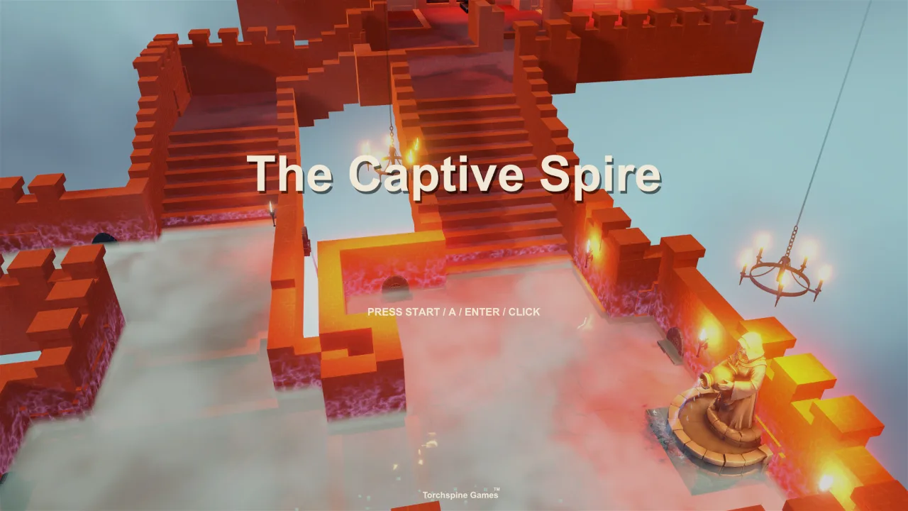 Title screen for The Captive Spire - one of infinitely many procedurally generated variations.