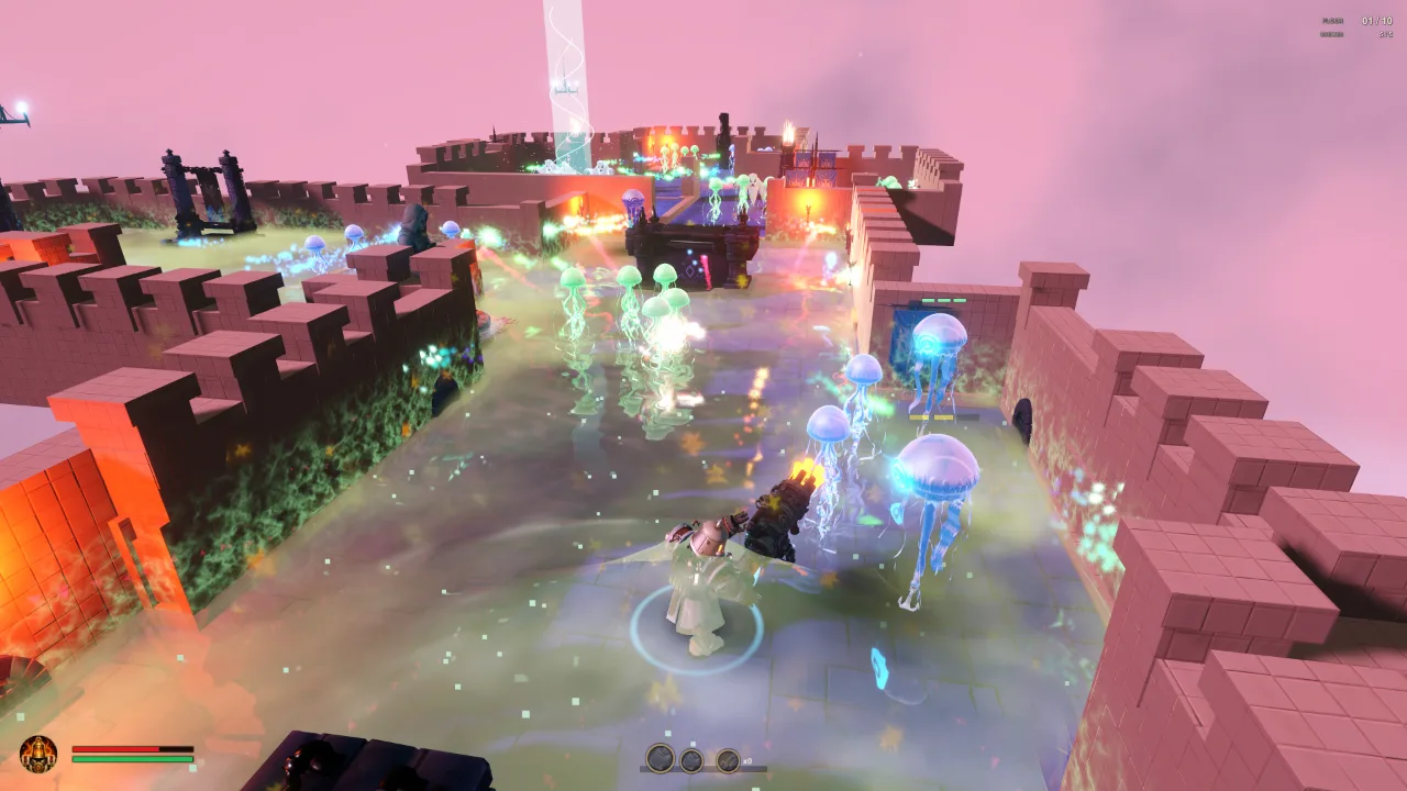 Gameplay screenshot from The Captive Spire showing a run through the living tower.