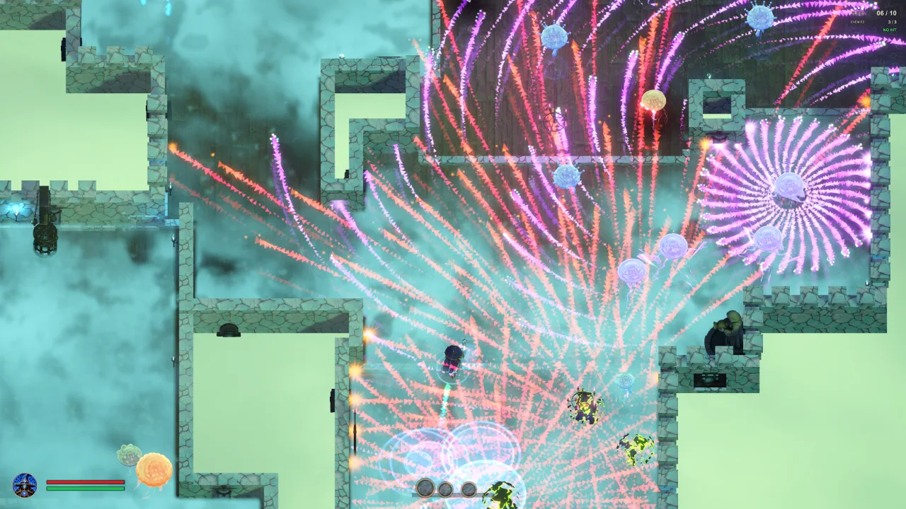 Gameplay screenshot from The Captive Spire showing a run through the living tower.