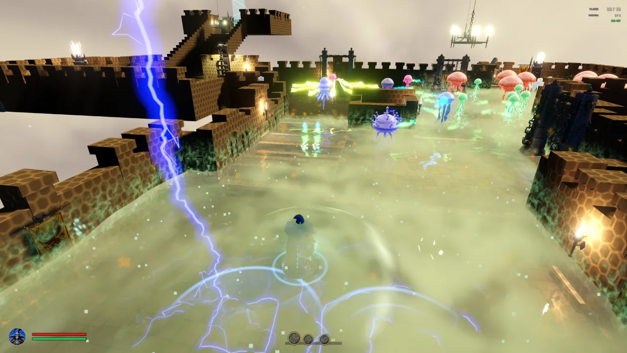Gameplay screenshot from The Captive Spire showing a run through the living tower.